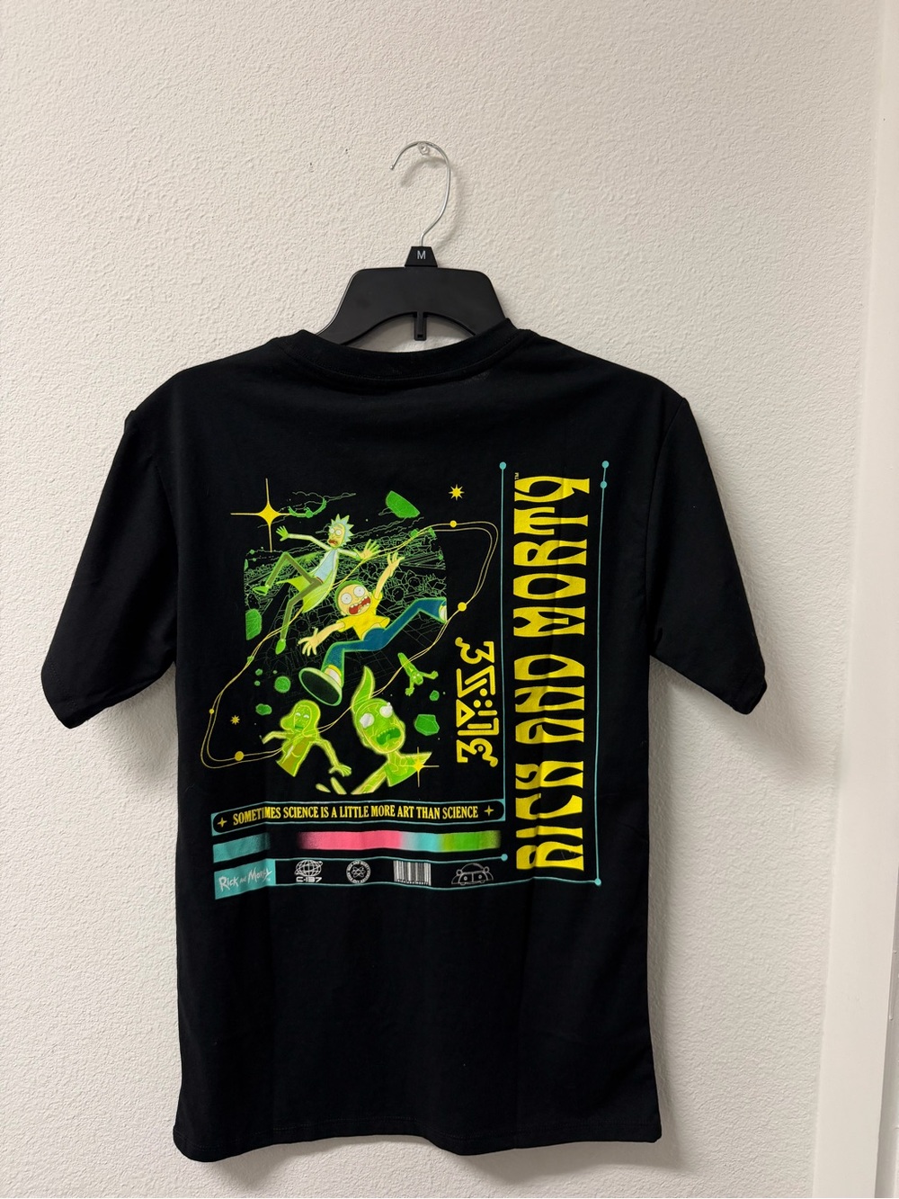 Black Graphic Tee - Neon Green Print